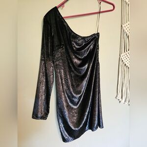 Ark & Co Black Asymmetrical One-Shoulder Cocktail Dress Size Small